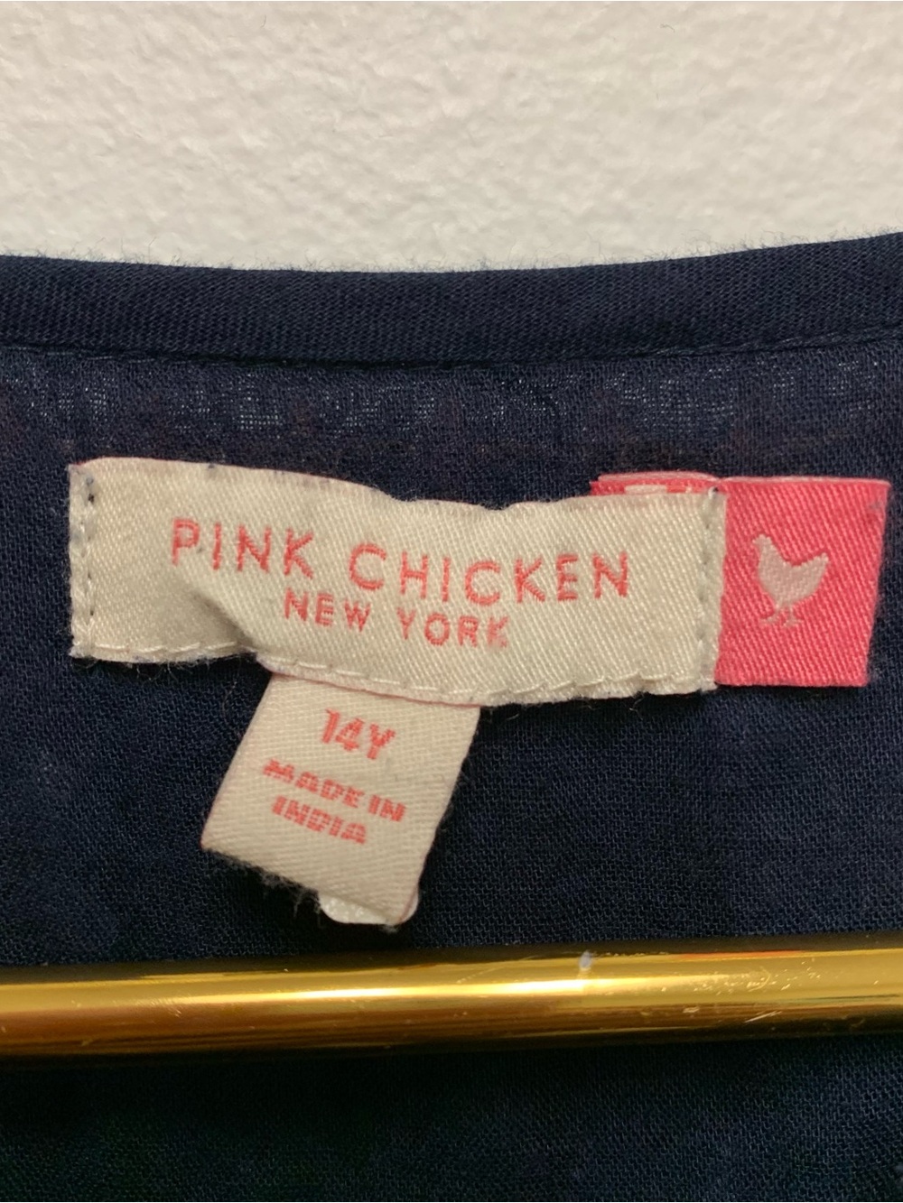 Pink Chicken Ave Bella Embroidered Dress Girls Size 14 Navy Blue Boho Peasant - Picture 10 of 11